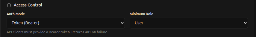 Bearer token access control configuration