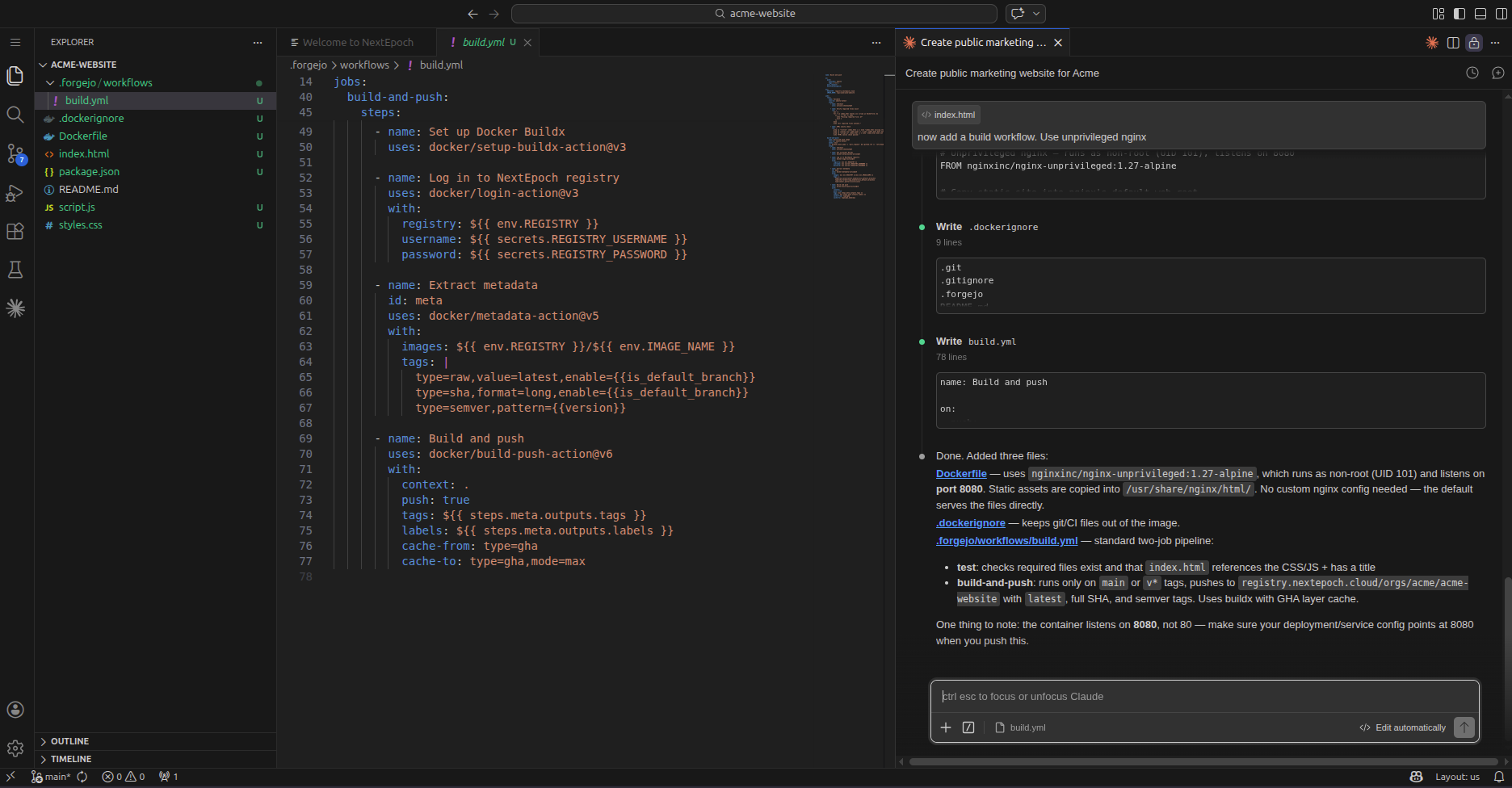 Claude Code adding a build workflow