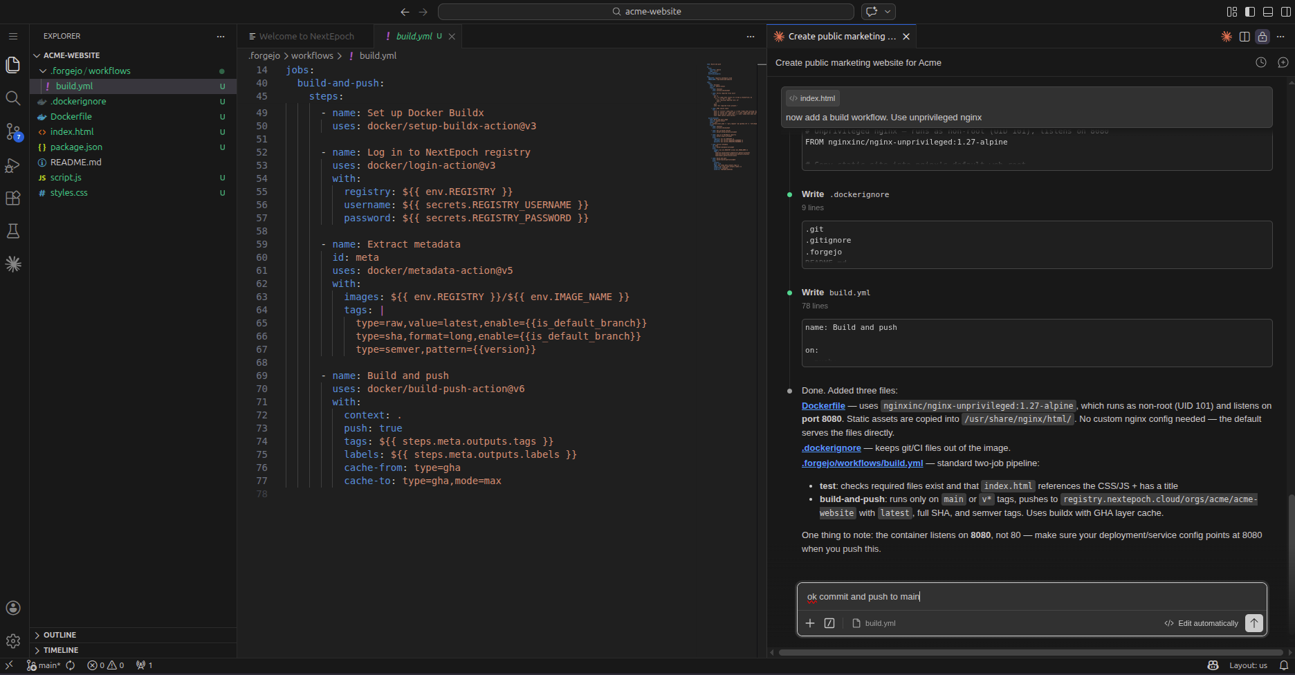Commit prompt dialog